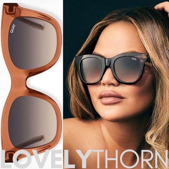 QUAY // ltd ed frosted toffee frame smokey gradient lens modern glam wayfarers - Picture 5 of 12